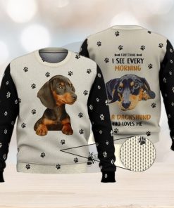 Dachshund Loves Me 3D All Over Shirts 3D Ugly Sweater Christmas Gift Sweater