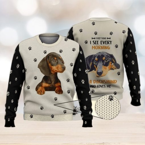 Dachshund Loves Me 3D All Over Shirts 3D Ugly Sweater Christmas Gift Sweater