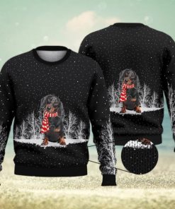 Dachshund Snowy Black Full Print For Dog Lovers 3D Ugly Sweater Christmas Gift Sweater