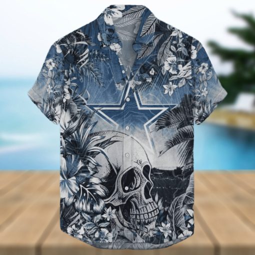 Dallas Cowboys Hawaiian Shirt Skull Tropical Flower Pattern All Over Print