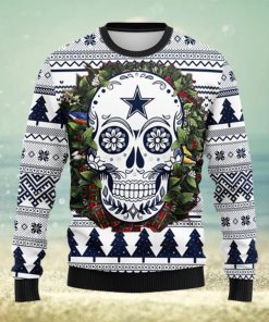 Dallas Cowboys Skull Flower Ugly Christmas Ugly Sweater