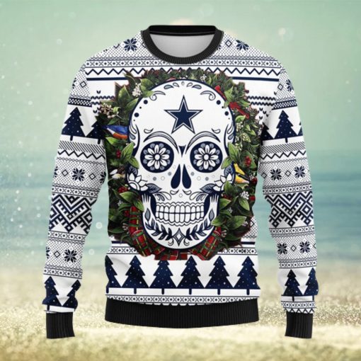 Dallas Cowboys Skull Flower Ugly Christmas Ugly Sweater