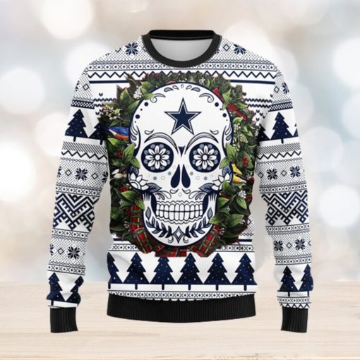 Dallas Cowboys Skull Flower Ugly Christmas Ugly Sweater