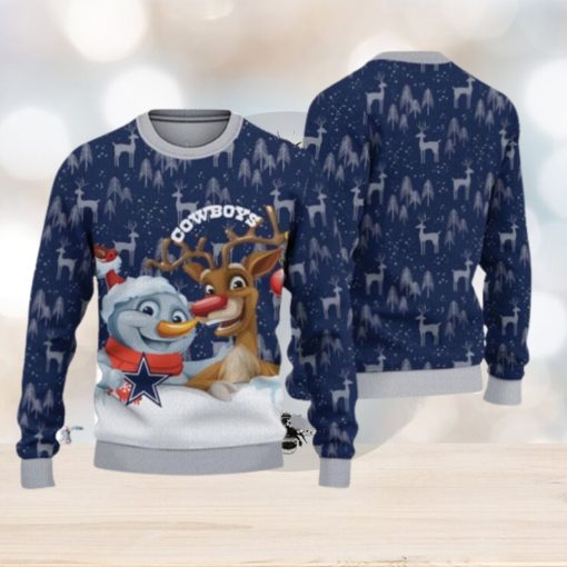 Dallas Cowboys Snowman Reindeer Ugly Christmas Sweater 3D Gift For Fans