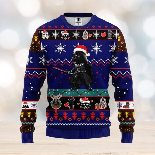 Darth Vader Blue 1 Thanksgiving Women Mens Ugly Christmas Sweater