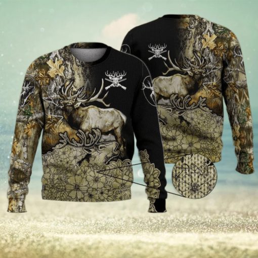 Deer Flower 3D Full Print Ugly Sweater Christmas Gift Sweater