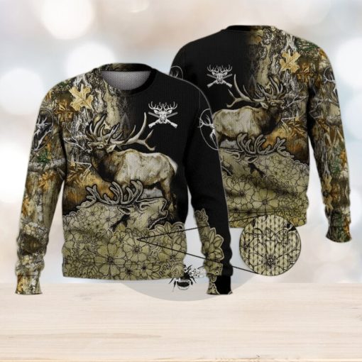 Deer Flower 3D Full Print Ugly Sweater Christmas Gift Sweater