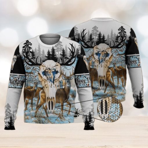 Deer Head Winter Forest 3D Full Print Ugly Sweater Christmas Gift Sweater