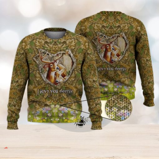 Deer Hunting I Love You Deerly 3D Full Print Ugly Sweater Christmas Gift Sweater