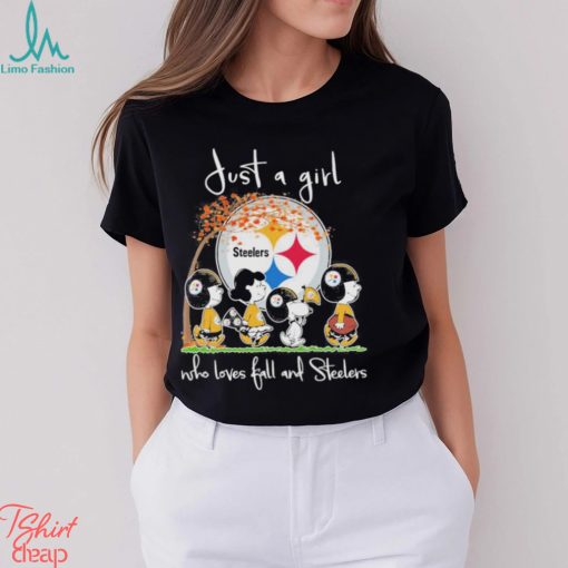 Design just a girl who loves fall and Steelers shirt