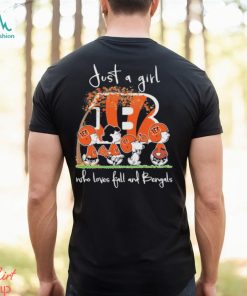 Design just a girl who loves fall and bengals shirt