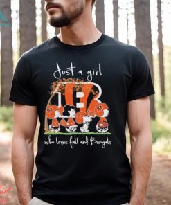 Design just a girl who loves fall and bengals shirt