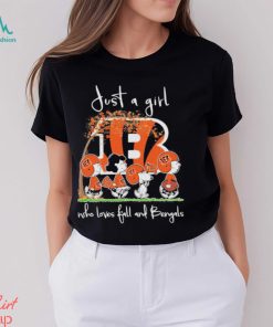 Design just a girl who loves fall and bengals shirt