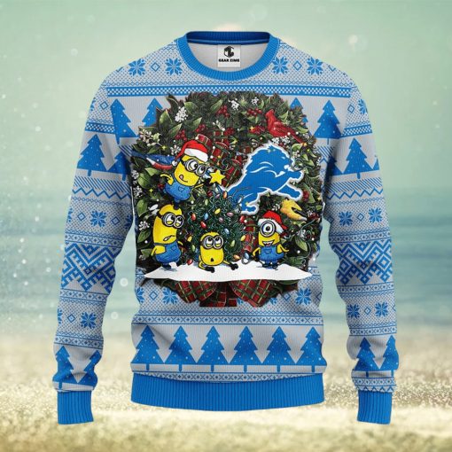 Detroit Lions Minion Christmas Ugly Sweater