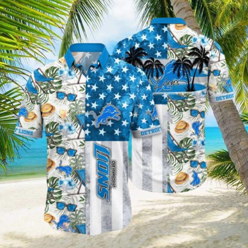 Detroit Lions NFL Flower Funny Summer Beach Pattern Aloha Hawaiian Shirt