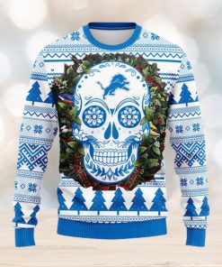 Detroit Lions Skull Flower Ugly Christmas Ugly Sweater