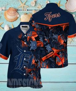 Detroit Tigers team orange 3D Hawaiian Shirt Shorts aloha summer