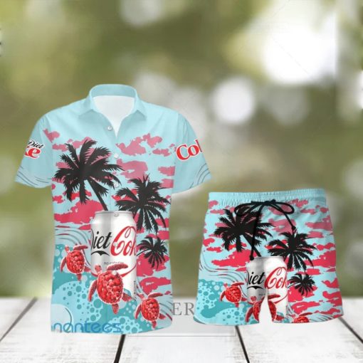 Diet Coke Lover Turtles Palm Tree Custom Name Hawaiian Shirt