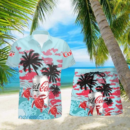 Diet Coke Lover Turtles Palm Tree Custom Name Hawaiian Shirt