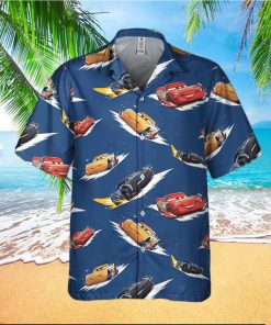 Disney Pixar Cars Lightning Mcqueen Fabric Pattern Disney Hawaiian Shirt