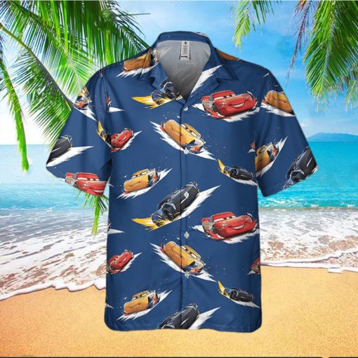 Disney Pixar Cars Lightning Mcqueen Fabric Pattern Disney Hawaiian Shirt