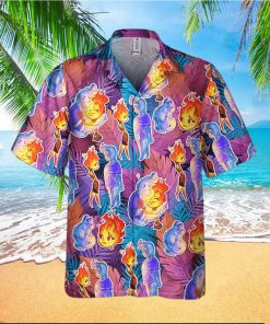 Disney Pixar Elemental Colorful Summer Tropical Pixar Elemental Disney Family Hawaiian Shirt