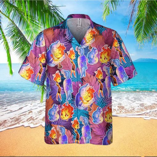 Disney Pixar Elemental Colorful Summer Tropical Pixar Elemental Disney Family Hawaiian Shirt