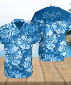 Dodgers Hawaiian Shirt Big Blue Hibiscus Los Angeles Dodgers Gift