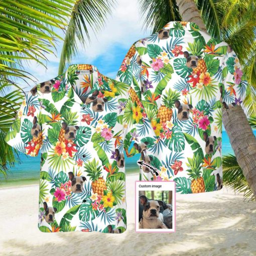 Dog And Tropical Pineapple Custom Men Hawaiian Shirt for Dog Lovers