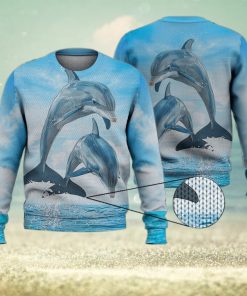 Dolphin Ocean Blue Sky 3D Full Print Ugly Sweater Christmas Gift Sweater