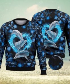 Dolphins Heart 3D Full Print Ugly Sweater Christmas Gift Sweater