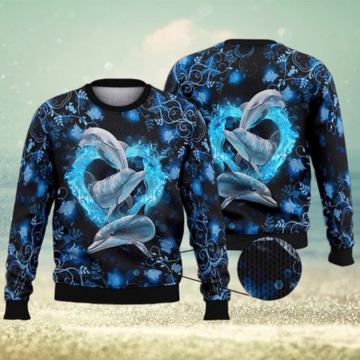 Dolphins Heart 3D Full Print Ugly Sweater Christmas Gift Sweater