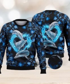 Dolphins Heart 3D Full Print Ugly Sweater Christmas Gift Sweater