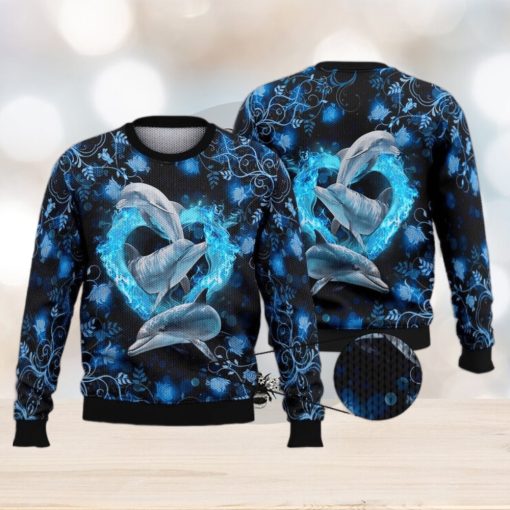 Dolphins Heart 3D Full Print Ugly Sweater Christmas Gift Sweater