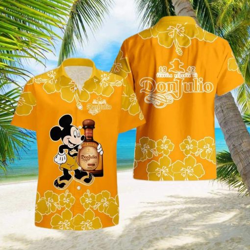 Don Julio Mickey Mouse Hibicus Flower Gift Hawaiian Set Shirt