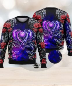 Dragon Love Roses Trending Shirts For Friends 3D Ugly Sweater Christmas Gift Sweater