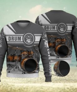 Drum Kit Love Drum Grey 3D Full Print Ugly Sweater Christmas Gift Sweater