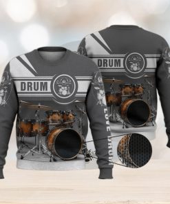 Drum Kit Love Drum Grey 3D Full Print Ugly Sweater Christmas Gift Sweater