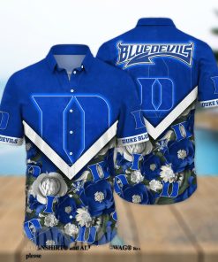 Duke Blue Devils NCAA Flower Unisex Full Printed Hawaiian Shirt