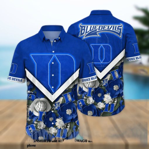 Duke Blue Devils NCAA Flower Unisex Full Printed Hawaiian Shirt