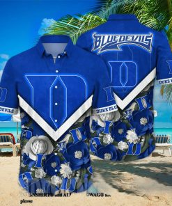 Duke Blue Devils NCAA Flower Unisex Full Printed Hawaiian Shirt