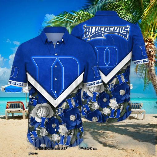 Duke Blue Devils NCAA Flower Unisex Full Printed Hawaiian Shirt