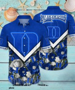 Duke Blue Devils NCAA Flower Unisex Full Printed Hawaiian Shirt