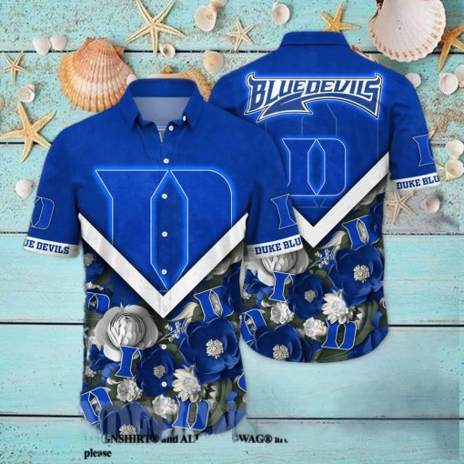 Duke Blue Devils NCAA Flower Unisex Full Printed Hawaiian Shirt