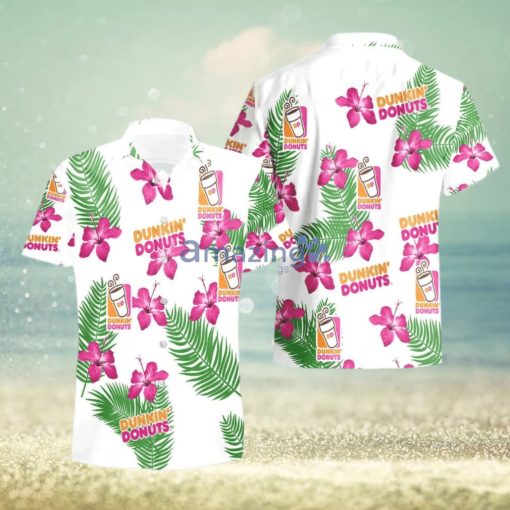 Dunkin Donuts Hibiscus Flower Pattern Hawaiian Shirt And Short For Men And Women