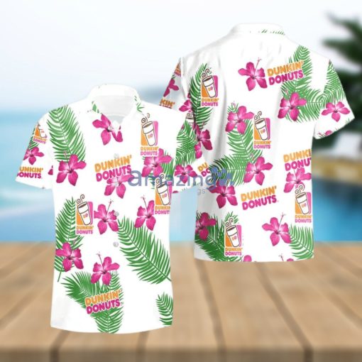 Dunkin Donuts Hibiscus Flower Pattern Hawaiian Shirt And Short For Men And Women