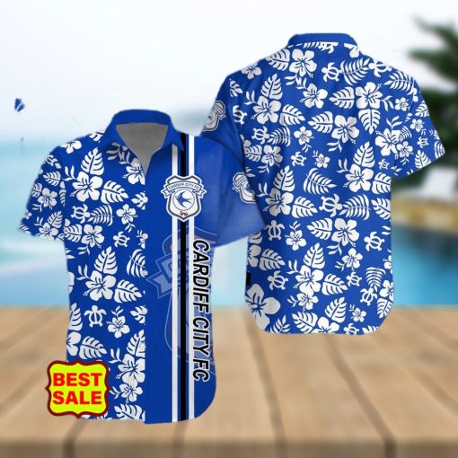 EFL Fans Cardiff City FC Logo Hibiscus Pattern Hawaiian Shirt And Short Set