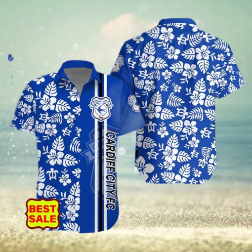 EFL Fans Cardiff City FC Logo Hibiscus Pattern Hawaiian Shirt And Short Set