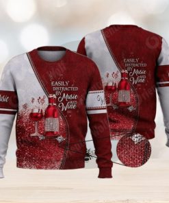 Easily Distracted By Music And Wine 3D Full Print Ugly Sweater Christmas Gift Sweater