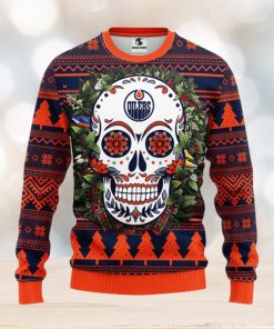 Edmonton Oilers Skull Flower Ugly Christmas Ugly Sweater